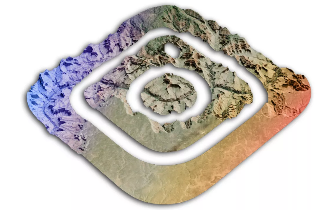 Illustration showing Instagram logo carved out of Grand Canyon National Park