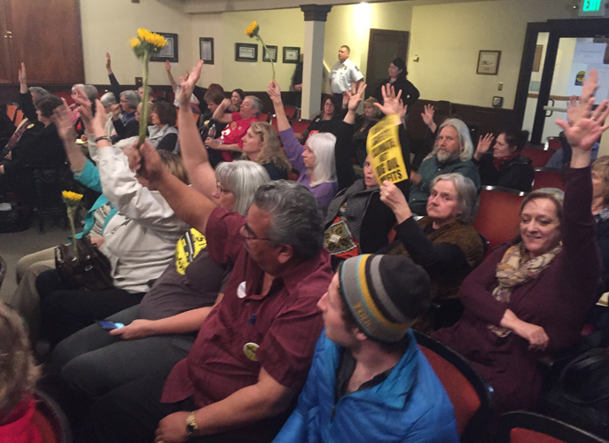 Benicia City Hall was still packed at 11:30pm on Night 3 of the Planning Commission hearings.