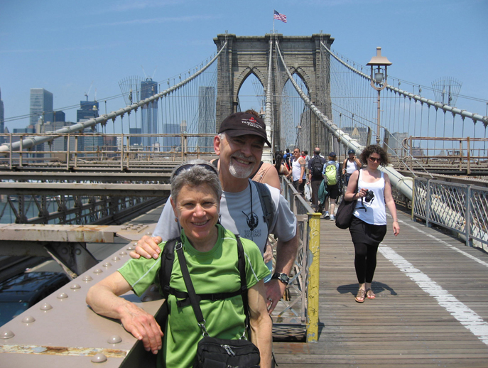 Debra Asher and husband John on the Brooklyn Bridge, New York City