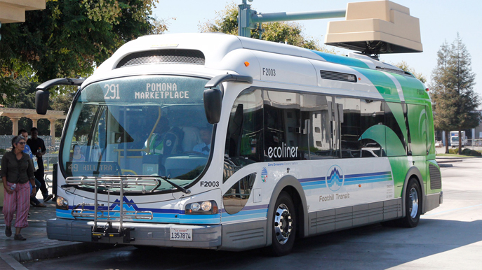 Foothill Transit "Ecoliner" electric bus in Pomona, CA