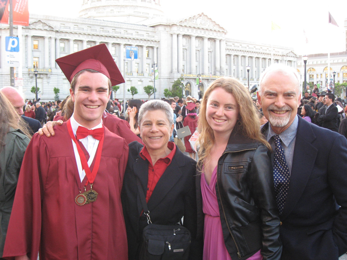 Aaron, Debra, Rachel and John at Aaron's high school graduation