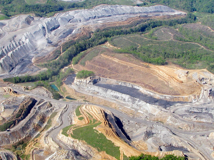 Mountaintop removal coal mining at Berry Branch Mine, Ohio.