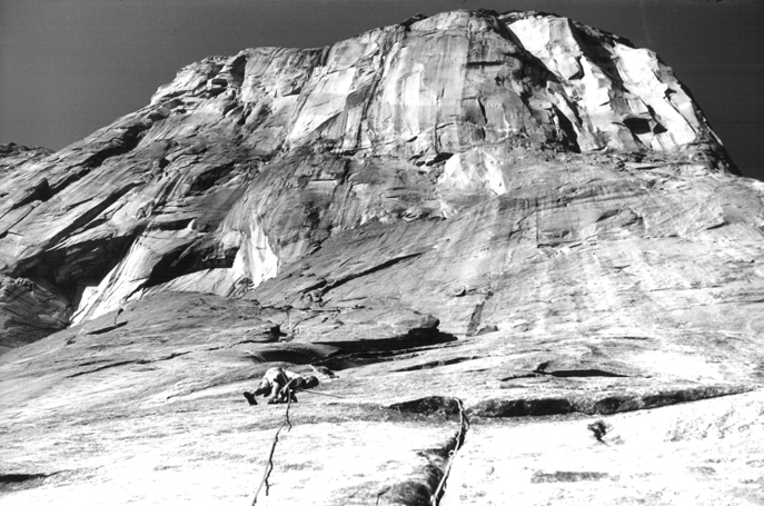 Royal Robbins climbing El Capitan (photo by Tom Frost, courtesy of Royal Robbins)