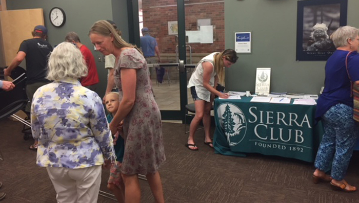 Sierra Club tabling at Reinventing Power screening at the 2018 Montana Clean Energy Fair in Bozeman