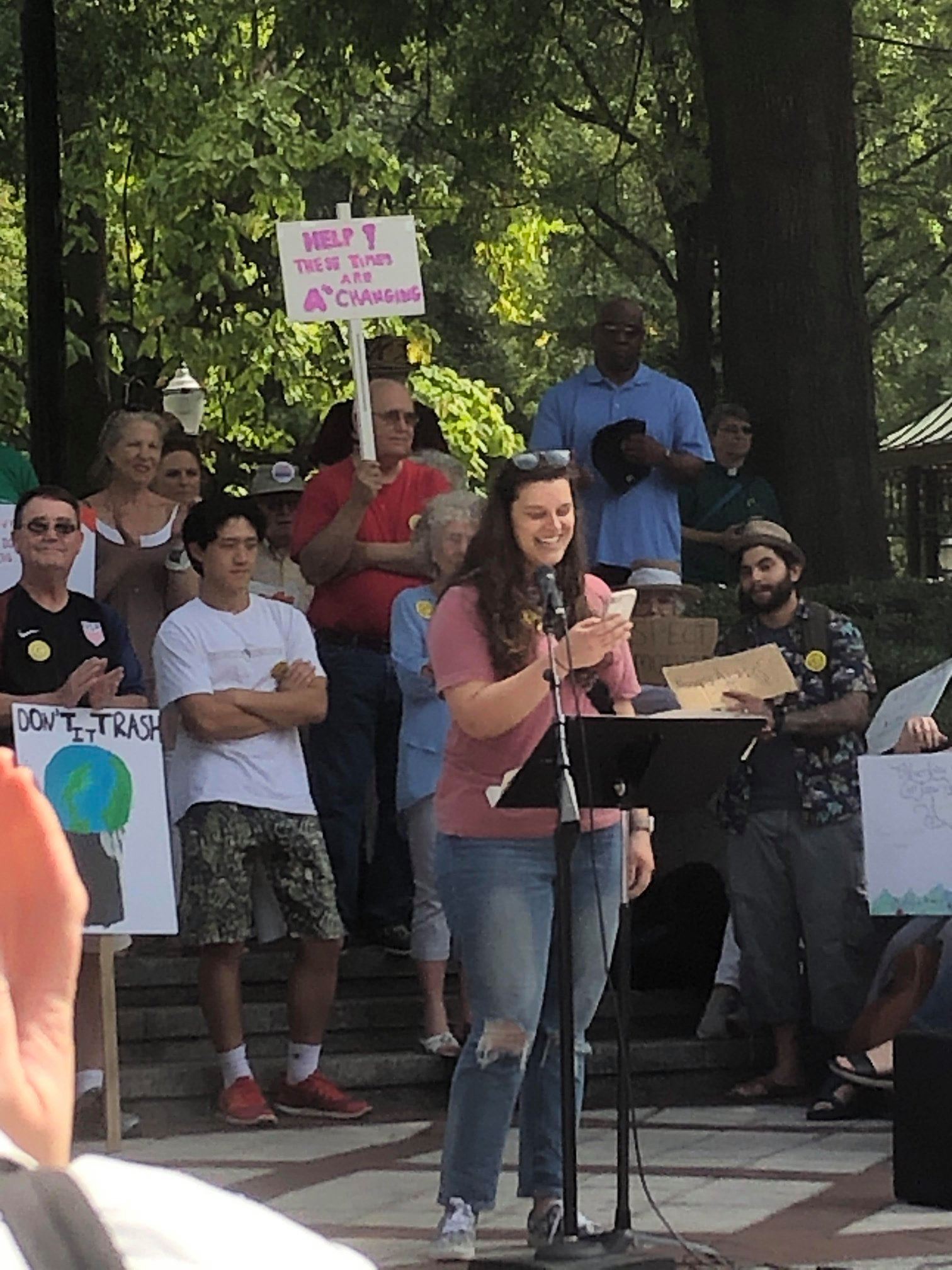 ARA Junior Board member, Laura Quattrochi, shares her thoughts on the Climate Crisis to the crowd gathered in Linn Park in Birmingham — with Laura Quattrochi.
