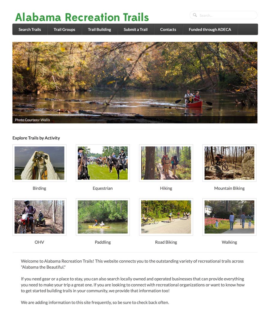 Screenshot of Alabama Recreation Trails website
