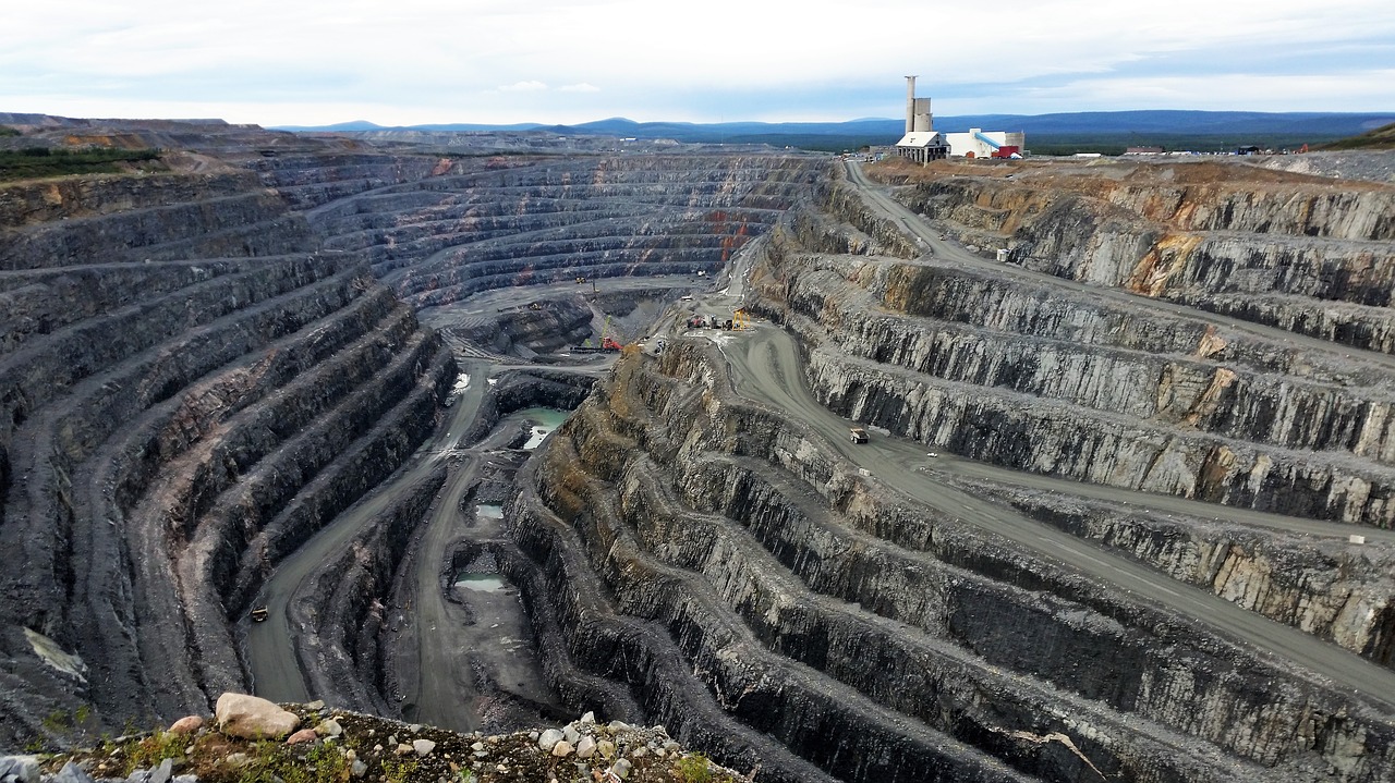 Terraced open pit copper mine