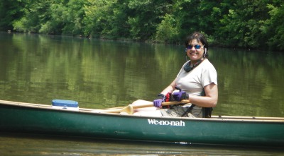 June Johnson Stevens on the river