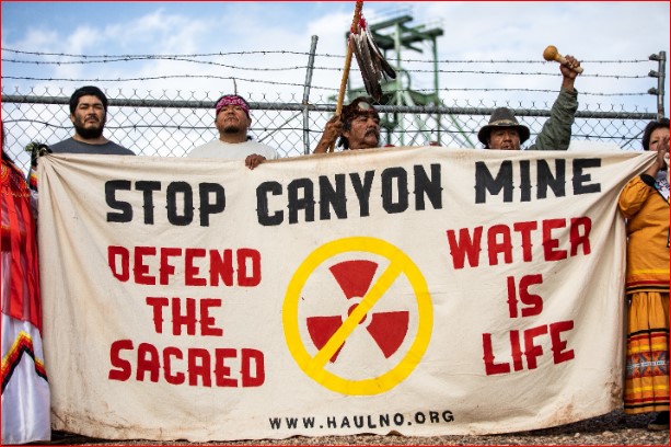 Havasupai Tribal members protest at Pinyon Plain (formerly Canyon) Mine