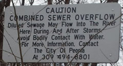 Closeup Sewer Overflow Sign