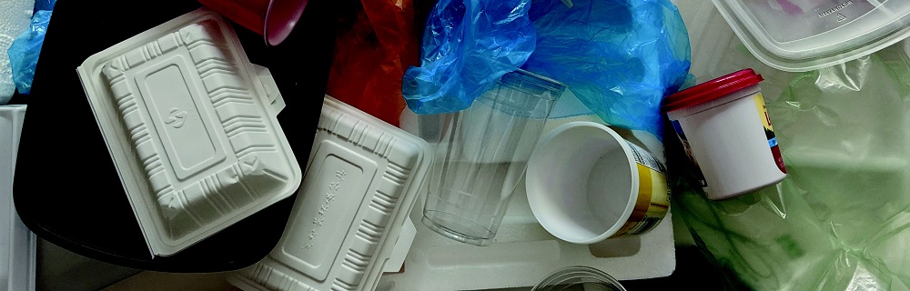 Photo of some of the too many plastic containers found by the author.