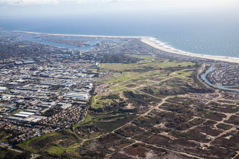 Aerial view of green open space within Newport Beach, CA