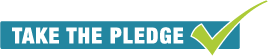 Take the Pledge graphic with a blue background and green checkmark
