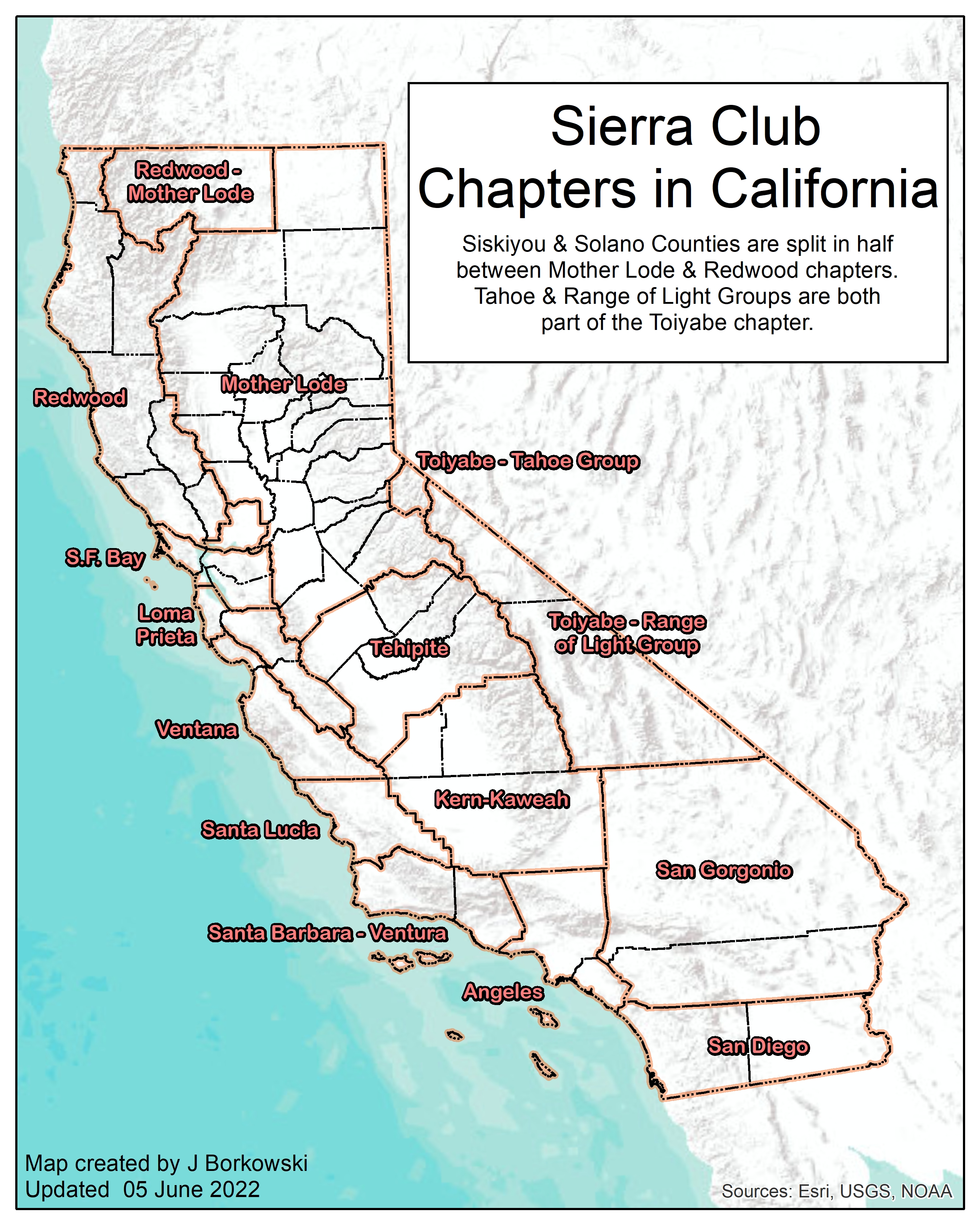 map of CA with chapter boundaries drawn in