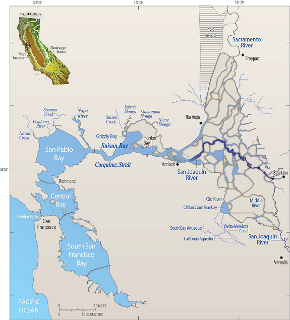 Detail map of the SF Bay Delta