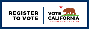 Graphic urging Register to Vote and Vote California with Bear Flag image