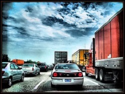 Traffic jam on freeway