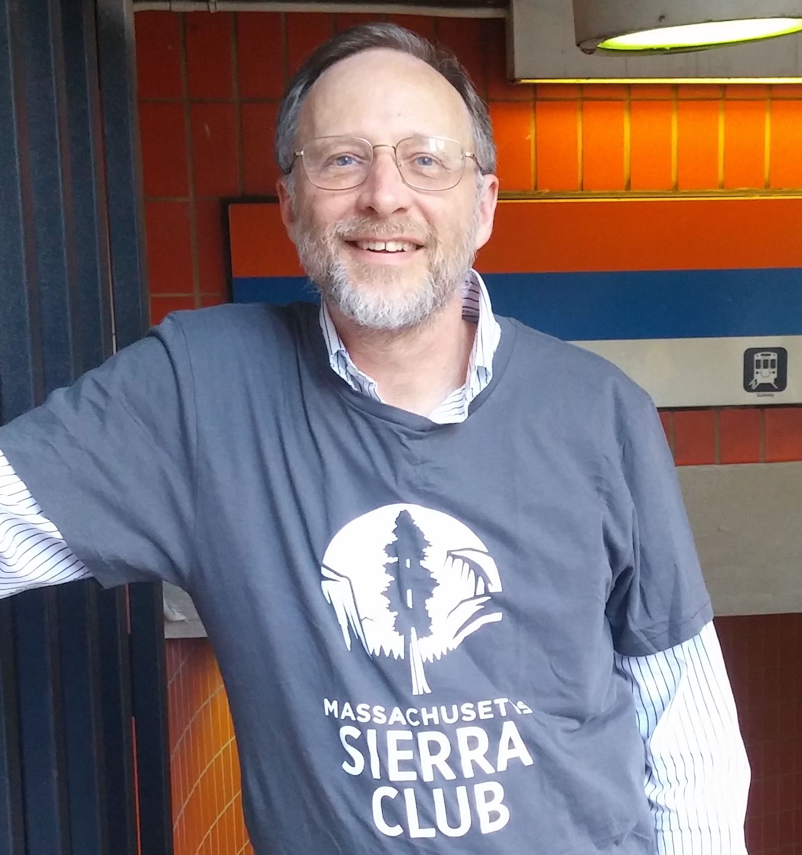 Image of Clint Richmond wearing a Massachusetts Sierra Club shirt
