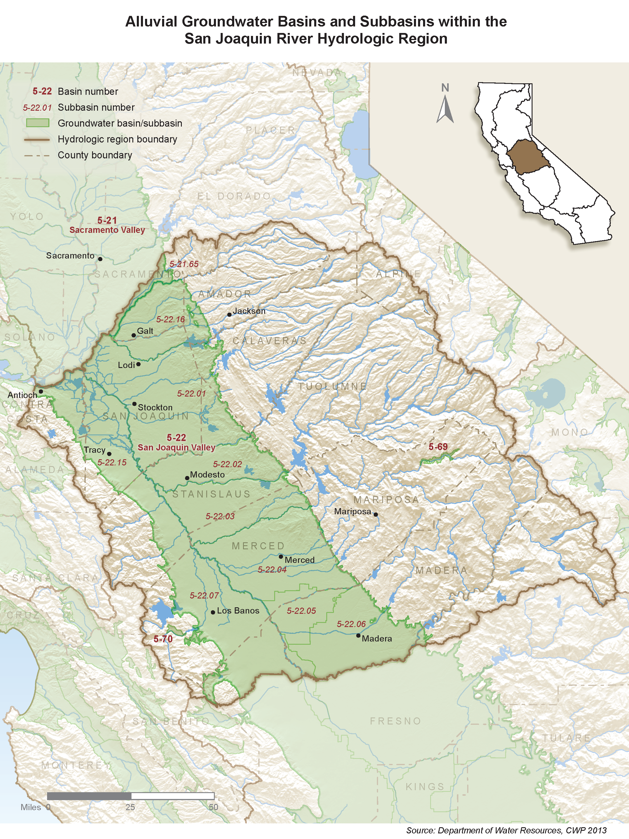 map of the San Joaquin River Hydrologic Region