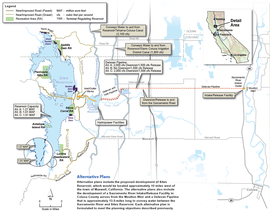 map of proposed Sites Reservoir