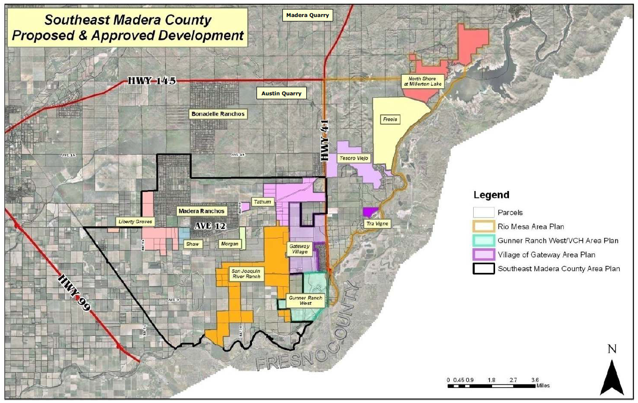 map of proposed developments in southeast Madera County