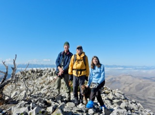 Summit of Middle Sister 10,854' Sweetwater Mountains -- Larry Dwyer, Larry Grant, Tioga, & Sharon Marie WIlcox (photo by SMW)