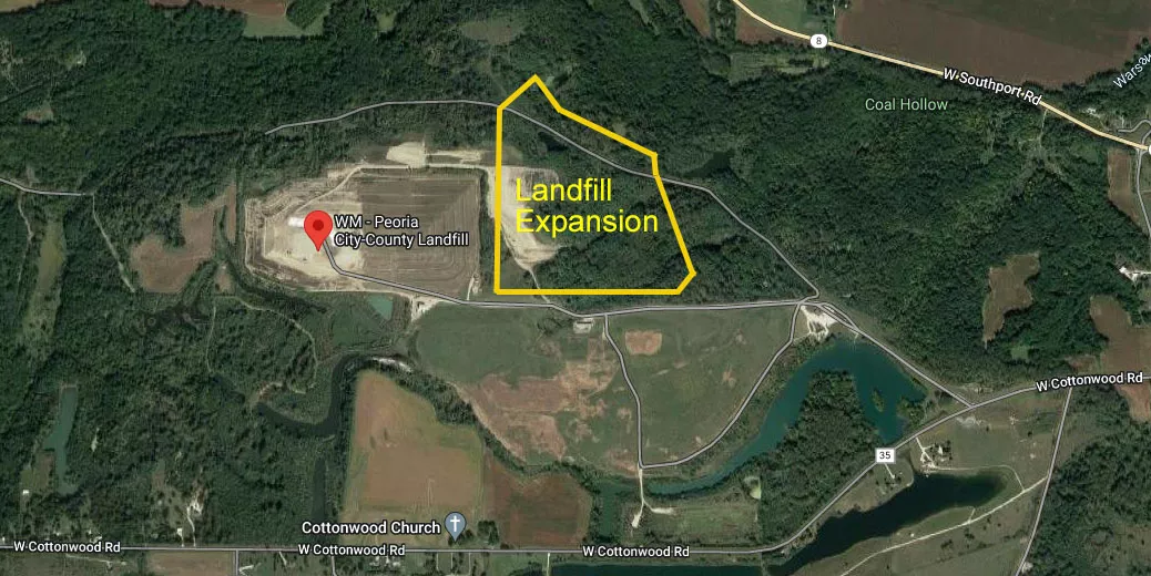 Map of planned Peoria City/County landfill expansion