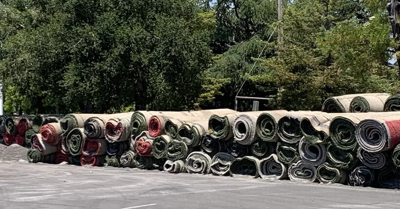 rolls of artificial turf