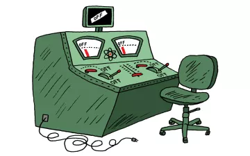 illustration of an empty desk with a control panel