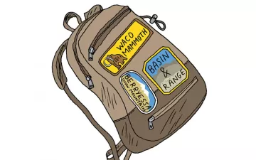 illustration of a backpack with patches for new national monuments