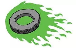illustration of a burning tire