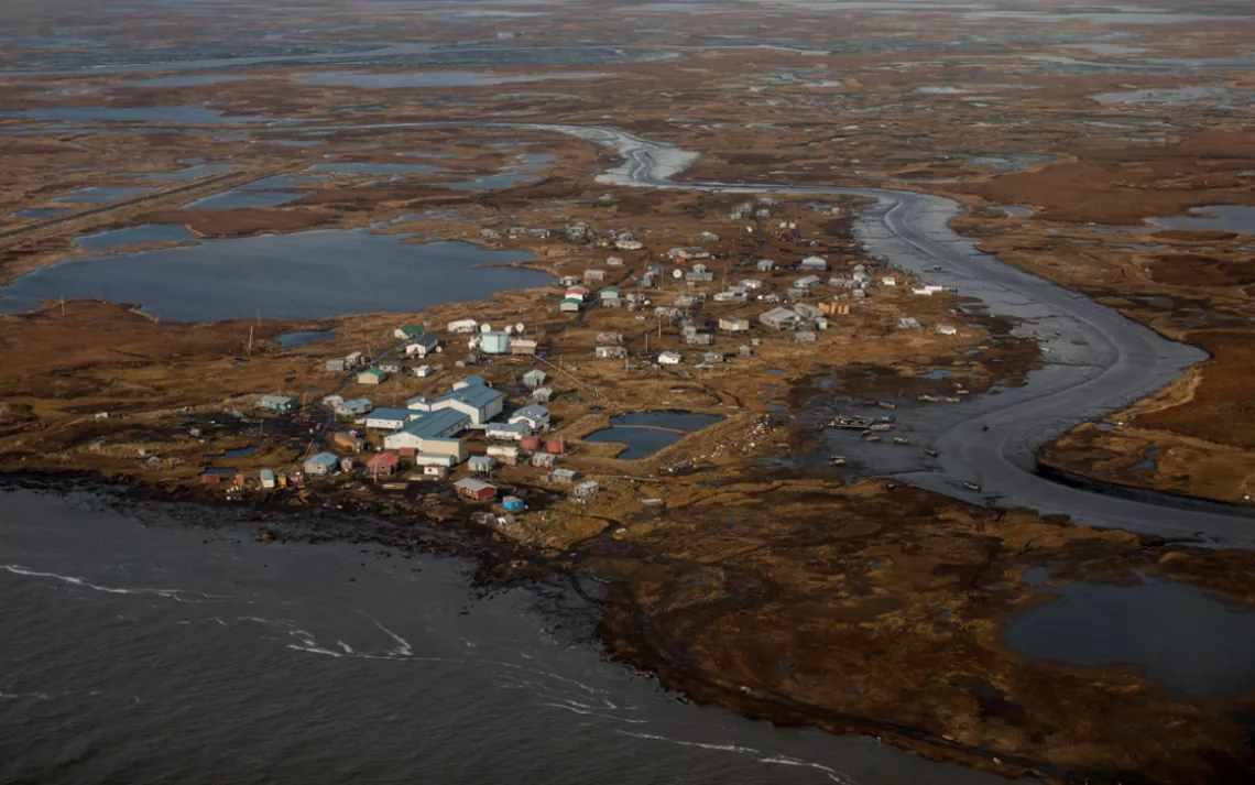 Warming temperatures from climate change are making the permafrost and tundra surrounding Newtok, Alaska, increasingly unstable.