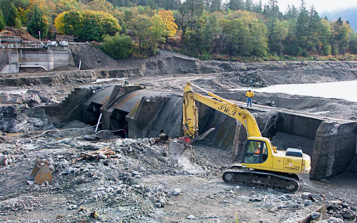 The Savage River Dam site in 2010 while being demolished