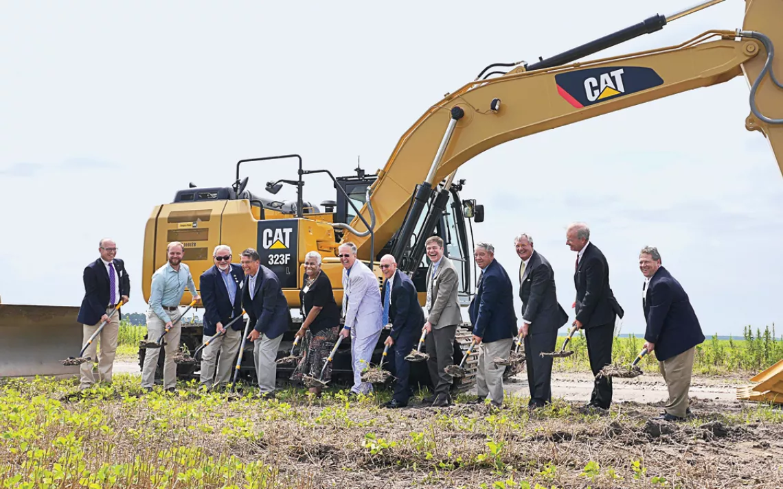 The groundbreaking ceremony for the Southeast's first commercial wind farm, in Elizabeth City, North Carolina.