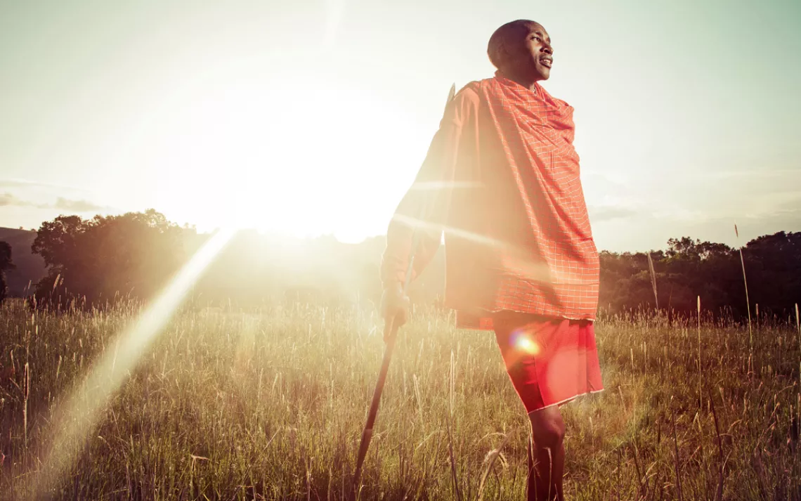 A Maasai man in the Naimina Enkiyio Forest in southern Kenya.
