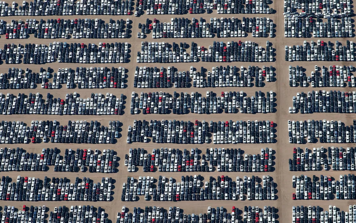 A desert graveyard near Victorville, California, holds some of the 350,000 Volkswagen and Audi diesel cars that VW bought back from customers for $7.4 billion.