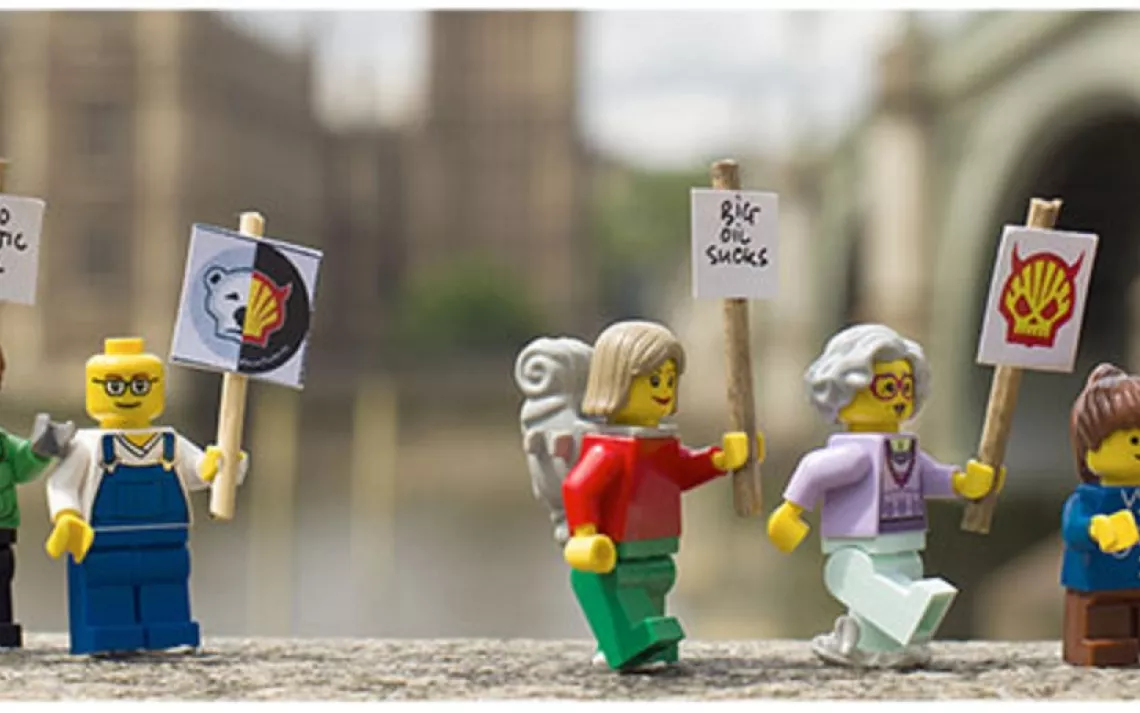 Lego figures protest Shell's Arctic-drilling plans