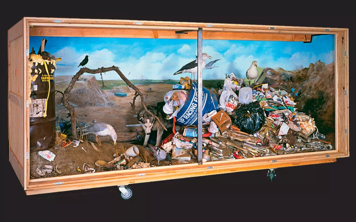 Mark Dion's Landfill (1999-2000) is a 12-foot-long mixed-media installation; the artist is a mentor at Columbia University. 