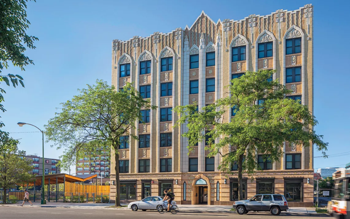 A down-on-its-luck art deco hotel in Chicago became Harvest Commons, an icon of second chances and sustainability. 
