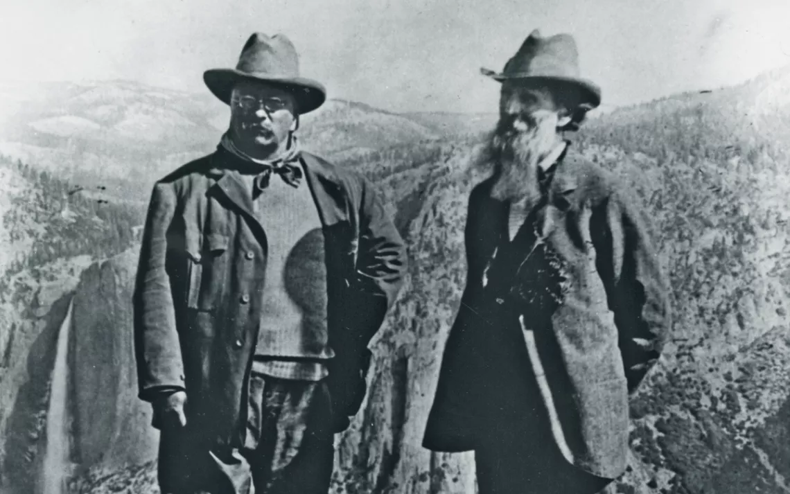President Theodore Roosevelt and John Muir at Glacier Point, 1903.