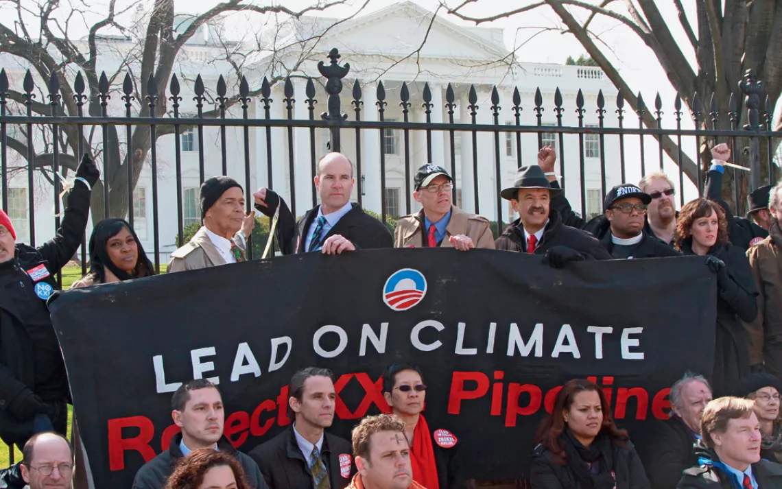 Sierra Club executive director Michael Brune and climate leaders protest the Keystone XL pipeline, 2012.