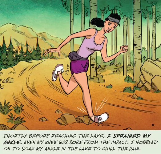 Illustration of a woman running on a trail