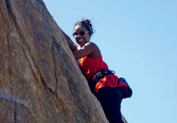 Brittany Johnson rock climbing at Mt. Rubidoux. 