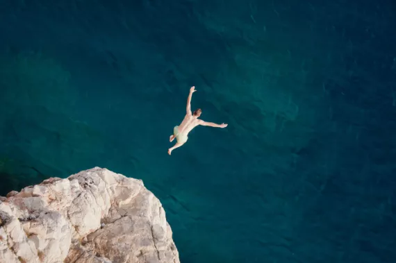 The world record height for cliff jumping was broken.