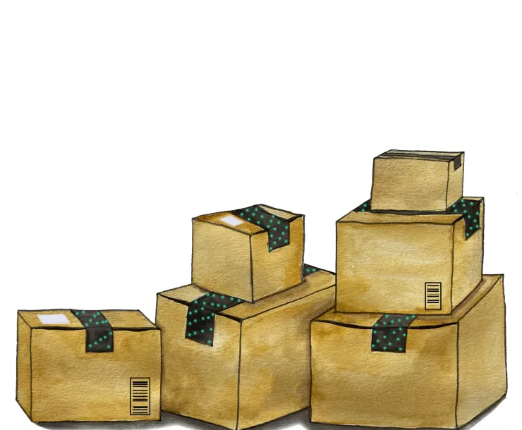Stacked e-commerce boxes