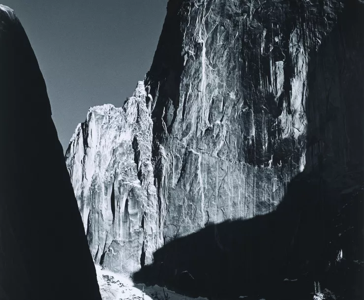 Ansel Adams, "Moon and Half Dome, Yosemite National Park” (detail), 1960 Photograph, gelatin silver print. Museum of Fine Arts, Boston. The Lane Collection. Courtesy of Museum of Fine Arts, Boston. ©️ The Ansel Adams Publishing Rights Trust. Exhibition organized by @MFABoston in partnership with the Fine Arts Museums of San Francisco.