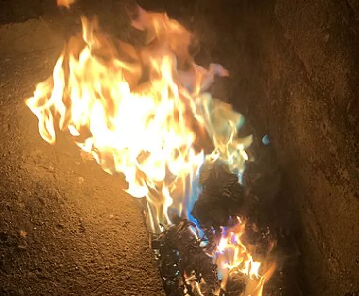 Burning fire from plastic materials