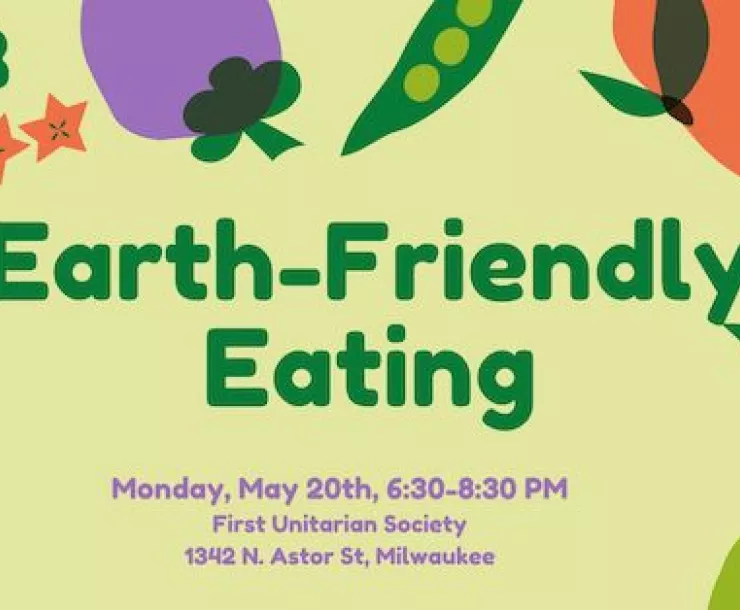 Earth-Friendly Eating flyer with veggies
