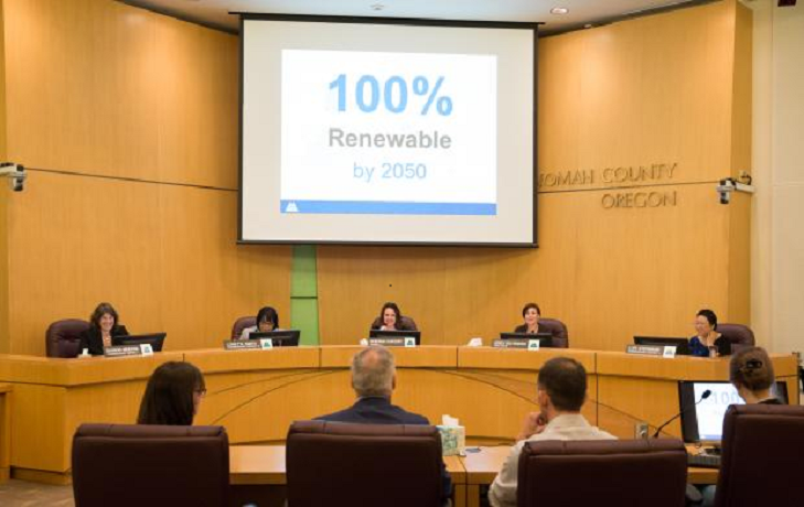 Multnomah County Board of Commissioners vote for clean energy 