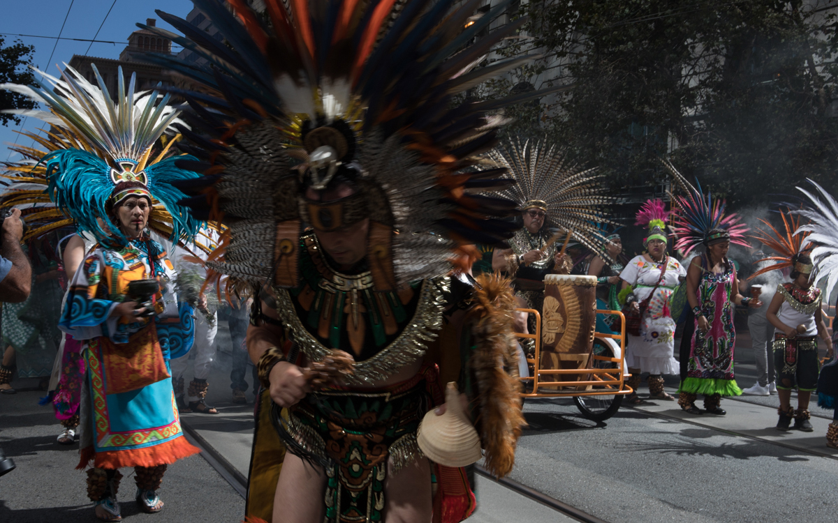 A group of Aztec dancers